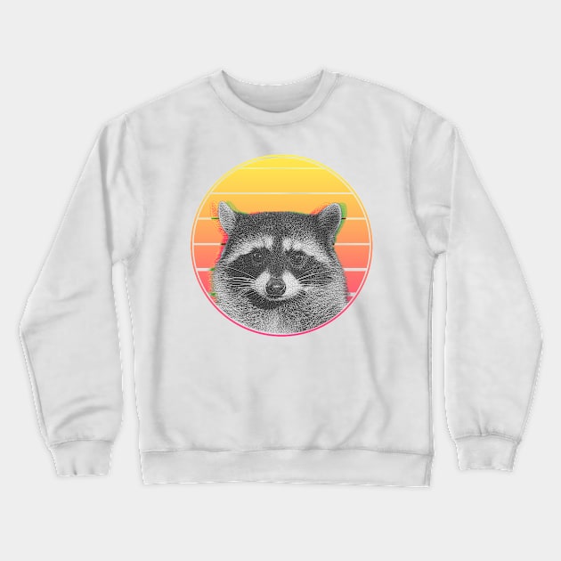 Vaporwave Raccoon Crewneck Sweatshirt by castrocastro